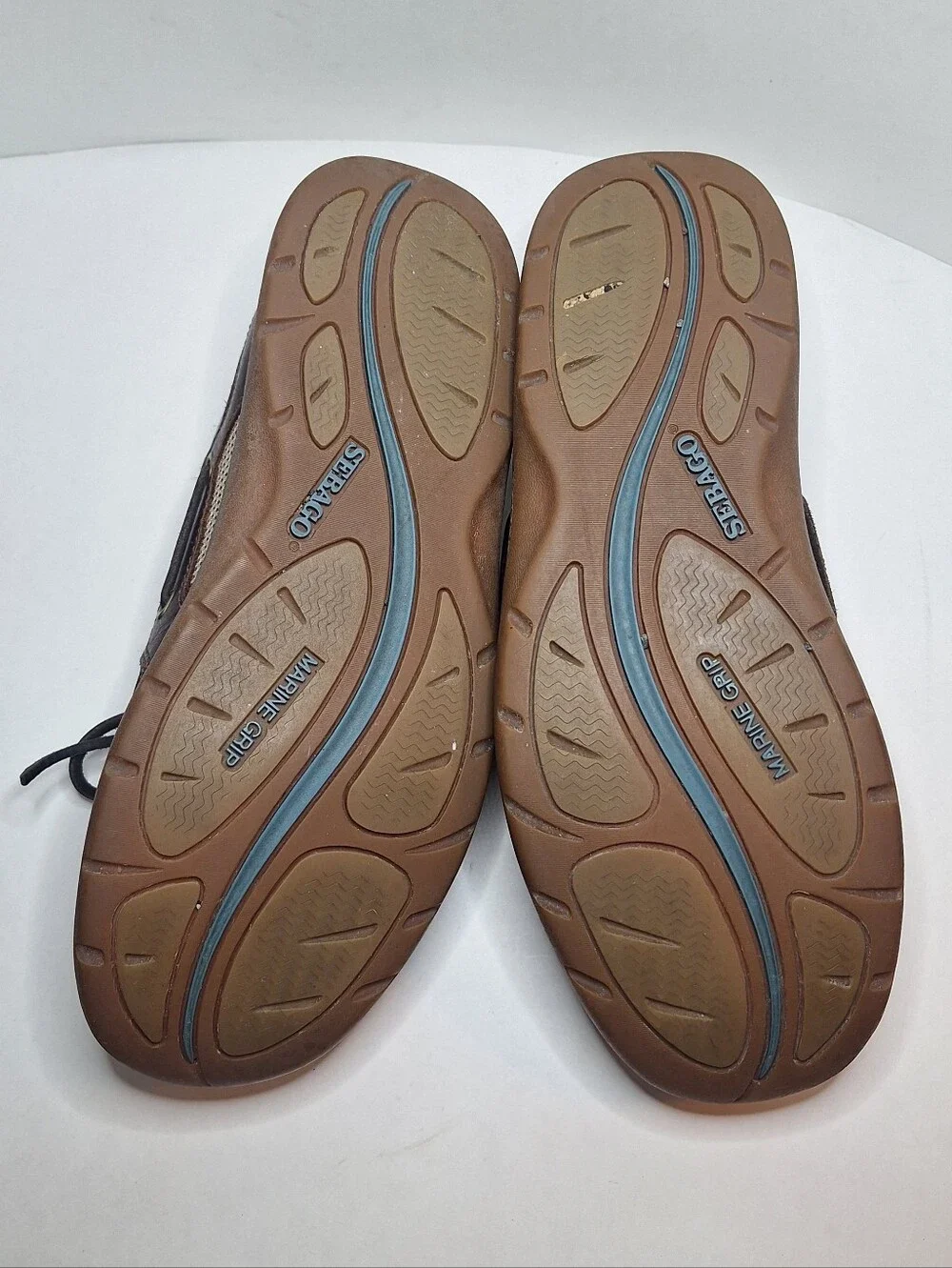Sebago Clovehitch Waxed Brown Leather Mesh Boat Shoes Mens US 10 M Marine Grip